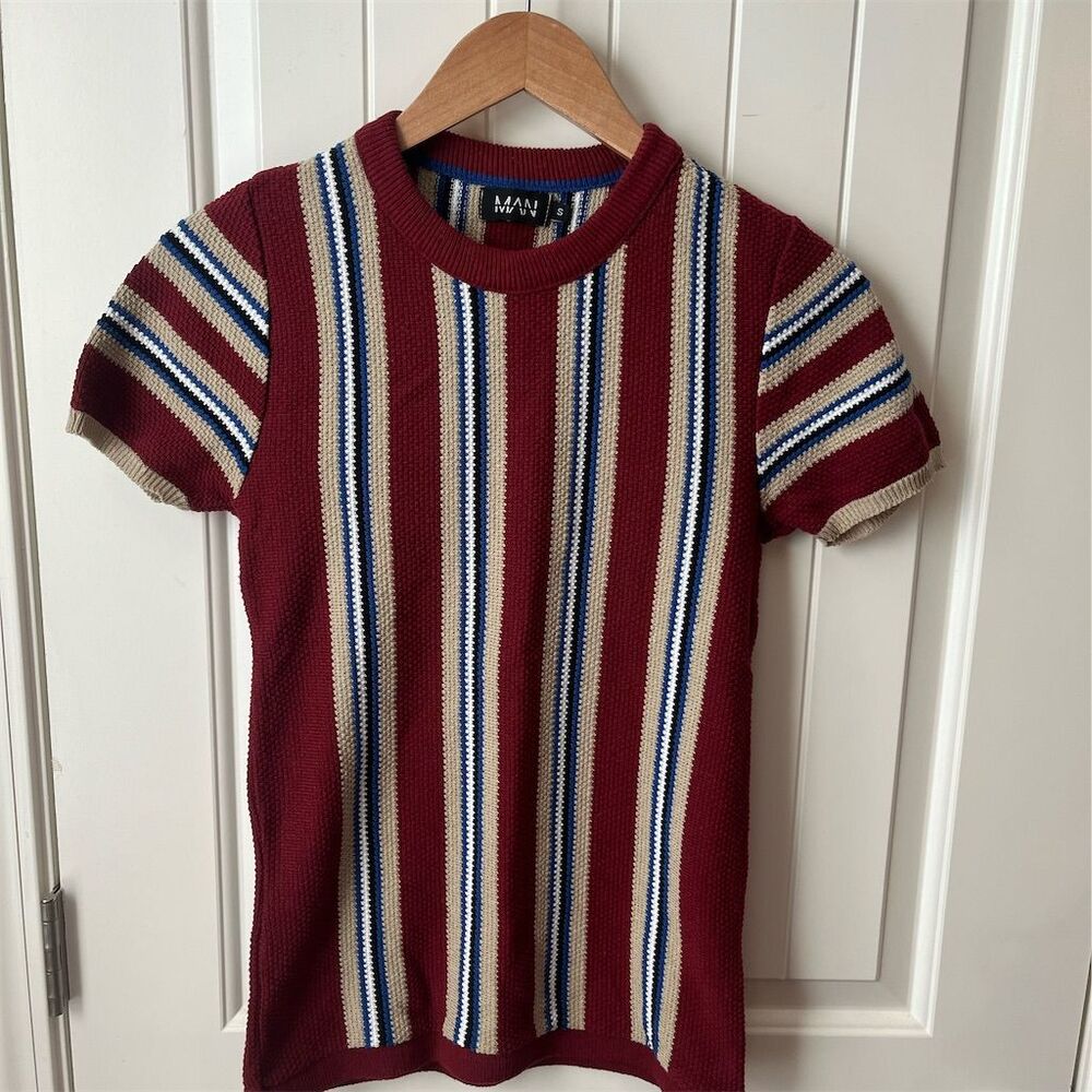 Boohoo Man Men's S Muscle Fit Striped Crew Neck T-Shirt Multicolor